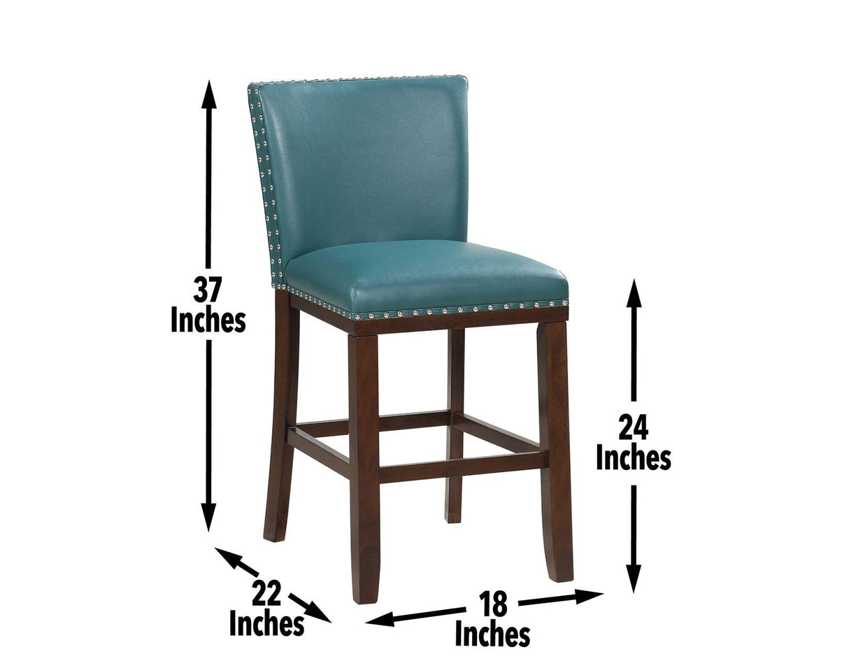 Tiffany 24″ Counter Stool, Peacock Leatherette, Set of 2 by Steve Silver at Eve Furniture