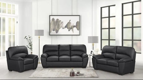 Tiffany Black Faux Leather Living Room Set by Happy Homes at Eve Furniture