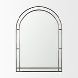 Tiffany Brushed Black Metal Double Frame Arched Mirror by Mercana at Eve Furniture
