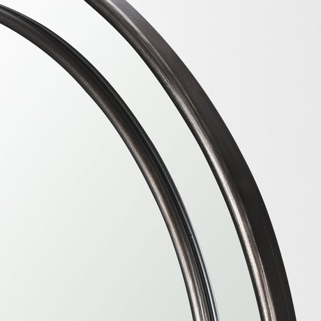 Tiffany Brushed Black Metal Double Frame Arched Mirror by Mercana at Eve Furniture