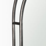 Tiffany Brushed Black Metal Double Frame Arched Mirror by Mercana at Eve Furniture