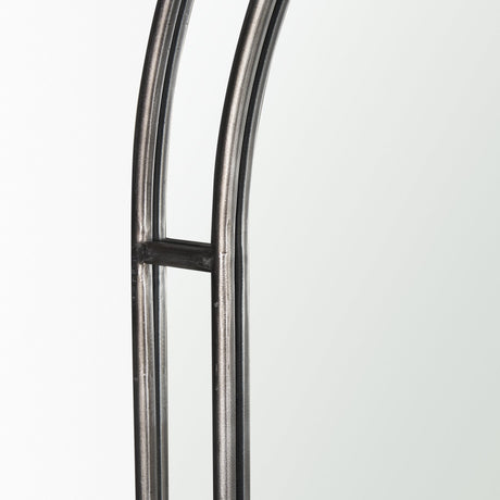 Tiffany Brushed Black Metal Double Frame Arched Mirror by Mercana at Eve Furniture