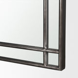Tiffany Brushed Black Metal Double Frame Arched Mirror by Mercana at Eve Furniture