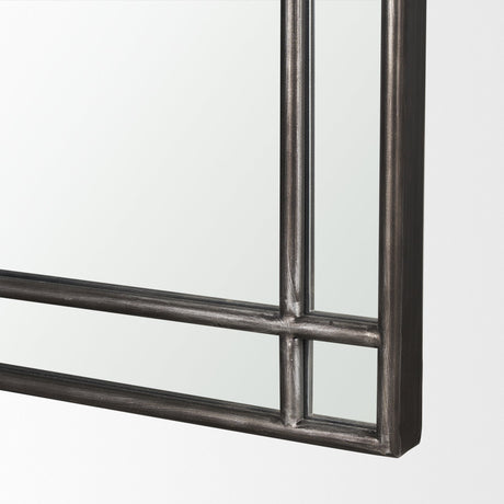 Tiffany Brushed Black Metal Double Frame Arched Mirror by Mercana at Eve Furniture