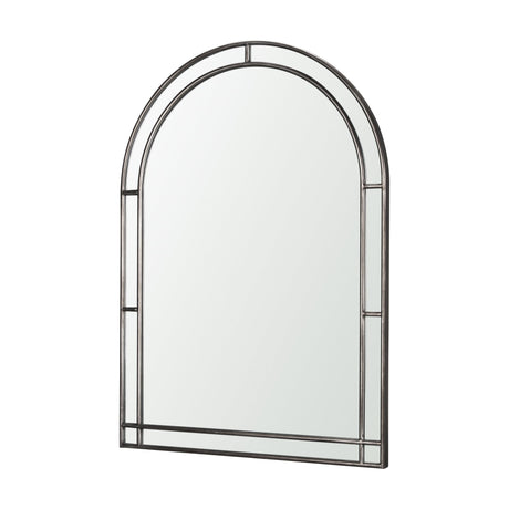 Tiffany Brushed Black Metal Double Frame Arched Mirror by Mercana at Eve Furniture