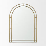 Tiffany Brushed Gold Double Frame Metal Arched Mirror by Mercana at Eve Furniture