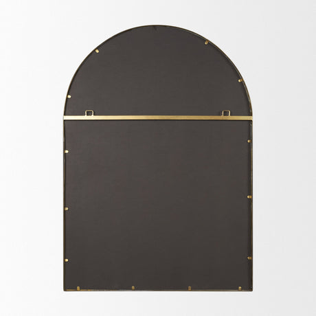 Tiffany Brushed Gold Double Frame Metal Arched Mirror by Mercana at Eve Furniture