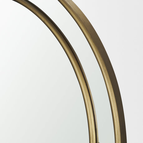 Tiffany Brushed Gold Double Frame Metal Arched Mirror by Mercana at Eve Furniture