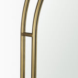 Tiffany Brushed Gold Double Frame Metal Arched Mirror by Mercana at Eve Furniture
