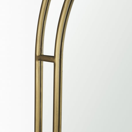 Tiffany Brushed Gold Double Frame Metal Arched Mirror by Mercana at Eve Furniture