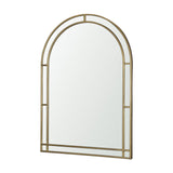 Tiffany Brushed Gold Double Frame Metal Arched Mirror by Mercana at Eve Furniture