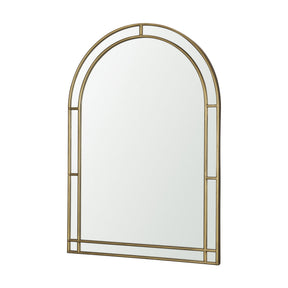 Tiffany Brushed Gold Double Frame Metal Arched Mirror by Mercana at Eve Furniture