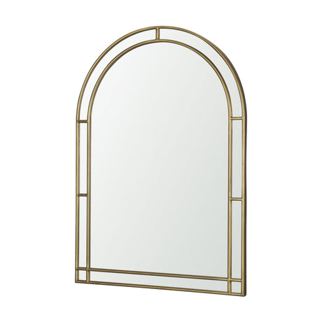 Tiffany Brushed Gold Double Frame Metal Arched Mirror by Mercana at Eve Furniture