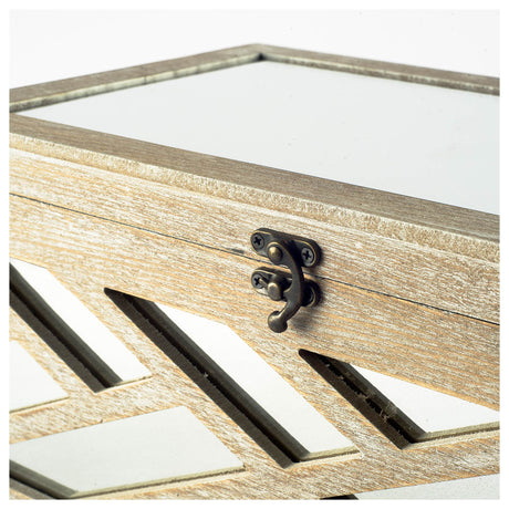 Tiffany (Set of 2) Off-White Wooden W/ Mirror Inlay Chevron Boxes by Mercana at Eve Furniture