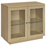 Tilbury Light Oak 2-Door Glass Front Accent Display Cabinet by Coaster at Eve Furniture
