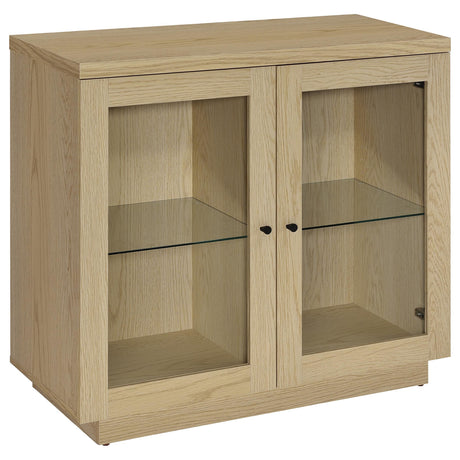 Tilbury Light Oak 2-Door Glass Front Accent Display Cabinet by Coaster at Eve Furniture