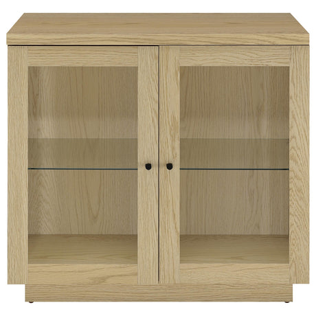 Tilbury Light Oak 2-Door Glass Front Accent Display Cabinet by Coaster at Eve Furniture