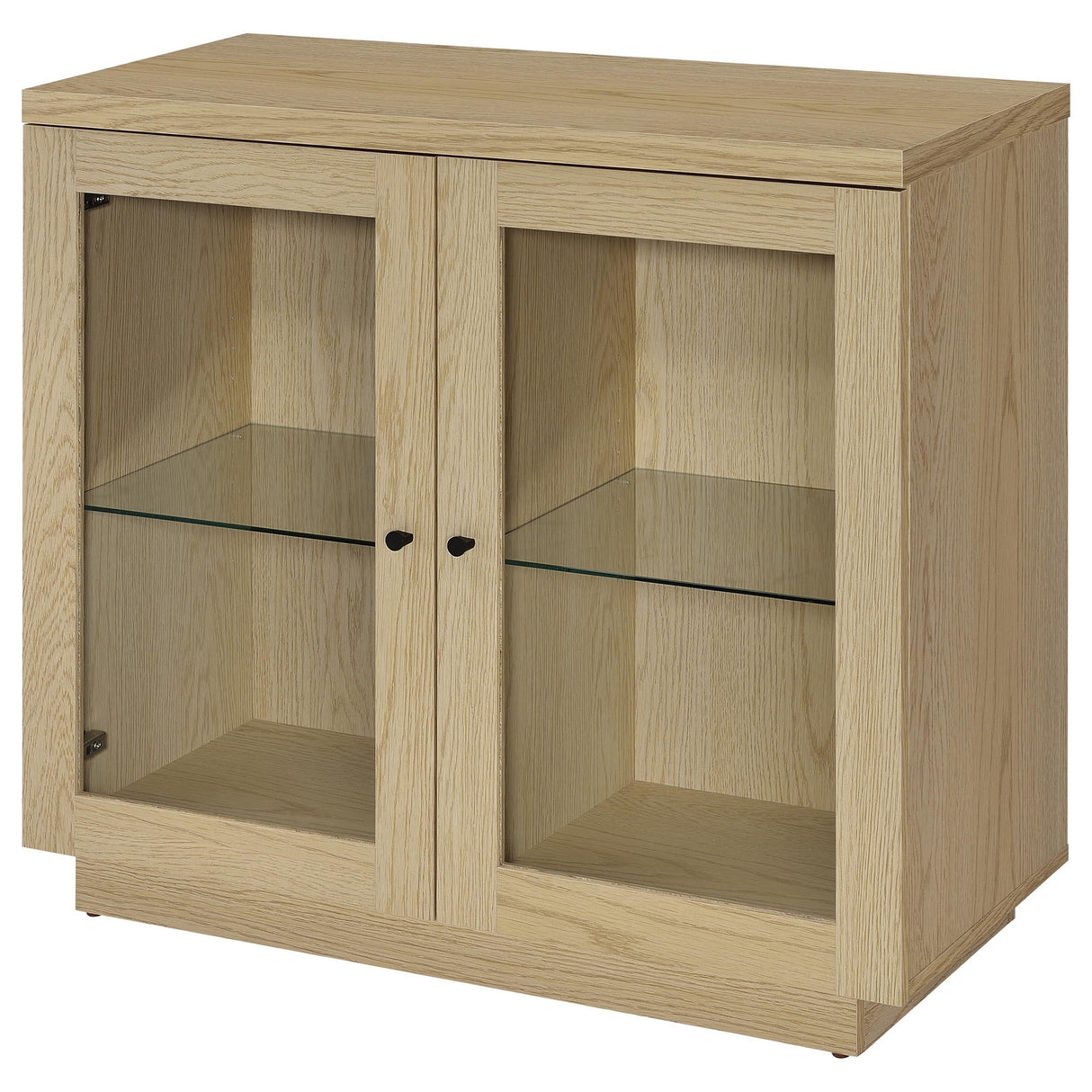 Tilbury Light Oak 2-Door Glass Front Accent Display Cabinet by Coaster at Eve Furniture