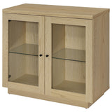 Tilbury Light Oak 2-Door Glass Front Accent Display Cabinet by Coaster at Eve Furniture