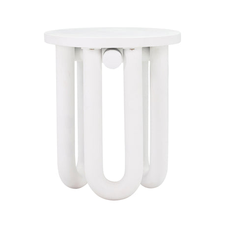 Tildy White Concrete Indoor / Outdoor Round Side Table by TOV Furniture at Eve Furniture