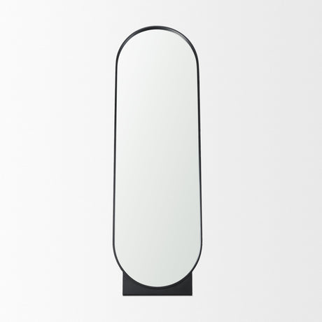 Tillie Oblong Matte Black Metal Standing Floor Mirror by Mercana at Eve Furniture