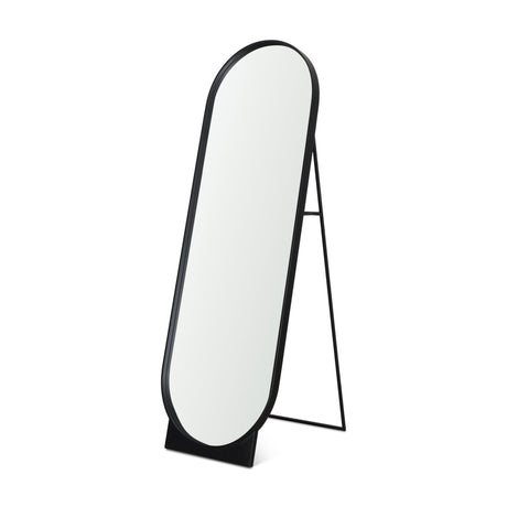 Tillie Oblong Matte Black Metal Standing Floor Mirror by Mercana at Eve Furniture