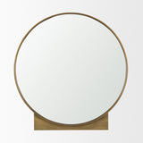 Tillie Round Brushed Gold Metal Frame Wall Mirror by Mercana at Eve Furniture