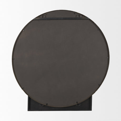 Tillie Round Brushed Gold Metal Frame Wall Mirror by Mercana at Eve Furniture