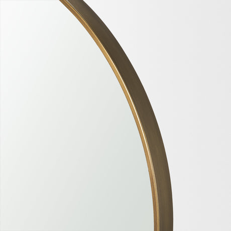Tillie Round Brushed Gold Metal Frame Wall Mirror by Mercana at Eve Furniture