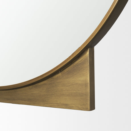 Tillie Round Brushed Gold Metal Frame Wall Mirror by Mercana at Eve Furniture