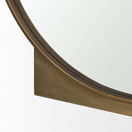 Tillie Round Brushed Gold Metal Frame Wall Mirror by Mercana at Eve Furniture