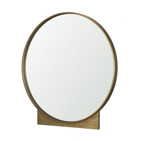 Tillie Round Brushed Gold Metal Frame Wall Mirror by Mercana at Eve Furniture