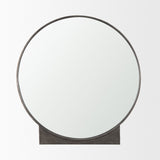 Tillie Round Gunmetal w/ Textured Metal Frame Wall Mirror by Mercana at Eve Furniture