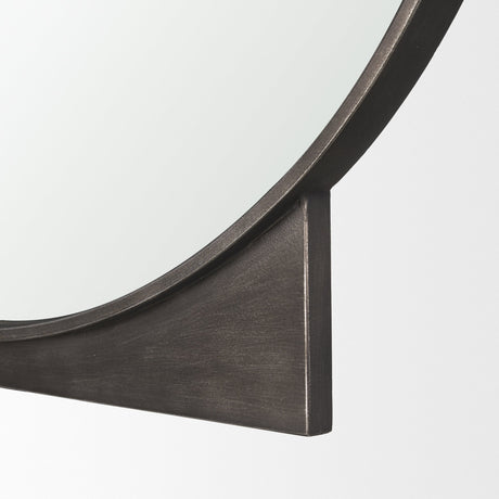 Tillie Round Gunmetal w/ Textured Metal Frame Wall Mirror by Mercana at Eve Furniture