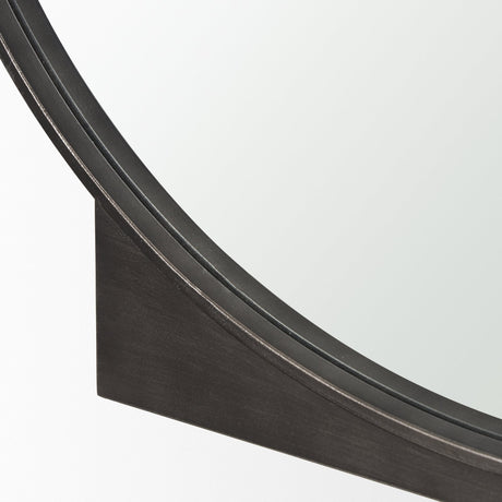 Tillie Round Gunmetal w/ Textured Metal Frame Wall Mirror by Mercana at Eve Furniture