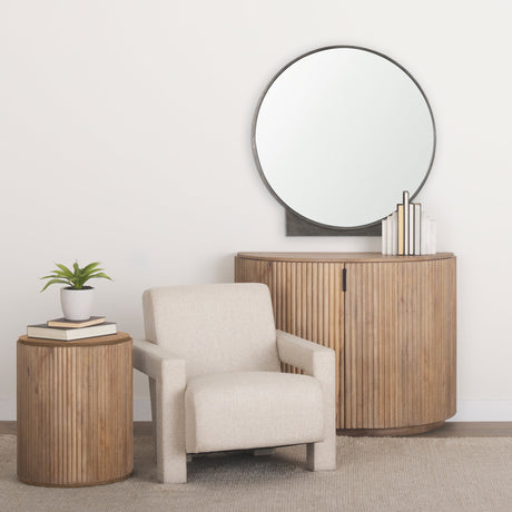 Tillie Round Gunmetal w/ Textured Metal Frame Wall Mirror by Mercana at Eve Furniture