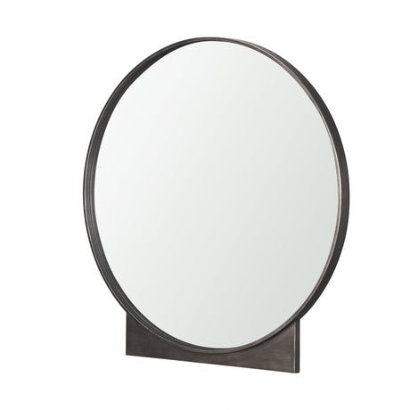 Tillie Round Gunmetal w/ Textured Metal Frame Wall Mirror by Mercana at Eve Furniture