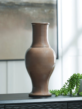 Tillmer Brown Vase by Ashley at Eve Furniture