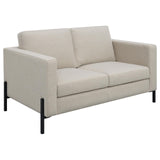 Tilly Oatmeal Upholstered Track Arms Loveseat by Coaster at Eve Furniture