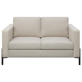 Tilly Oatmeal Upholstered Track Arms Loveseat by Coaster at Eve Furniture