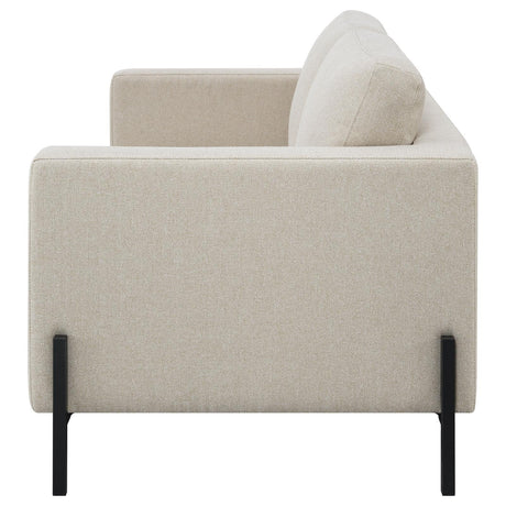 Tilly Oatmeal Upholstered Track Arms Loveseat by Coaster at Eve Furniture