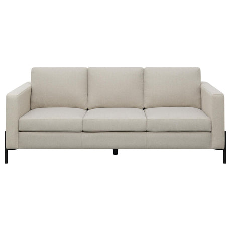 Tilly Oatmeal Upholstered Track Arms Sofa by Coaster at Eve Furniture
