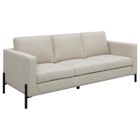 Tilly Oatmeal Upholstered Track Arms Sofa by Coaster at Eve Furniture