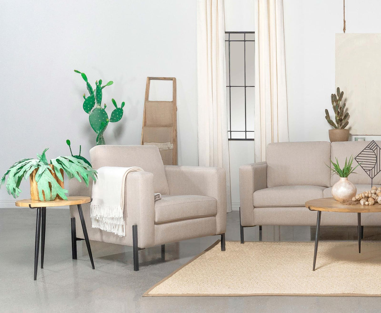 Tilly Upholstered Track Arms Chair Oatmeal by Coaster at Eve Furniture