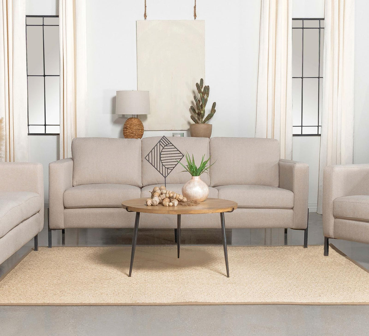 Tilly Upholstered Track Arms Sofa Oatmeal