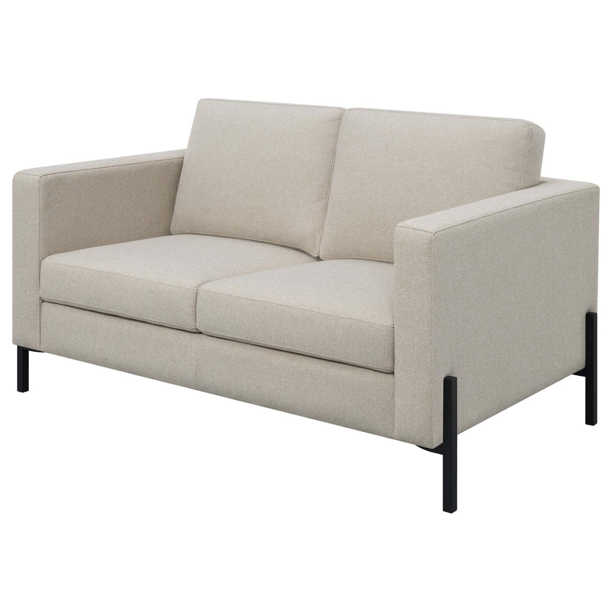 Tilly Oatmeal Upholstered Track Arms Loveseat by Coaster at Eve Furniture