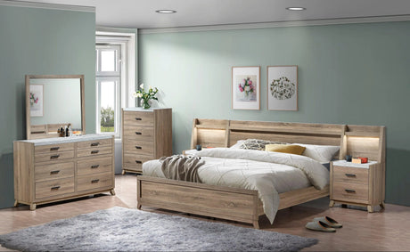Tilston Natural Nightstand With Wall Panel by Crown Mark at Eve Furniture