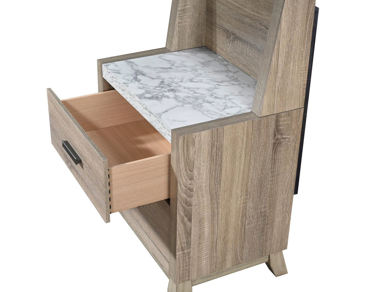 Tilston Natural Nightstand With Wall Panel by Crown Mark at Eve Furniture