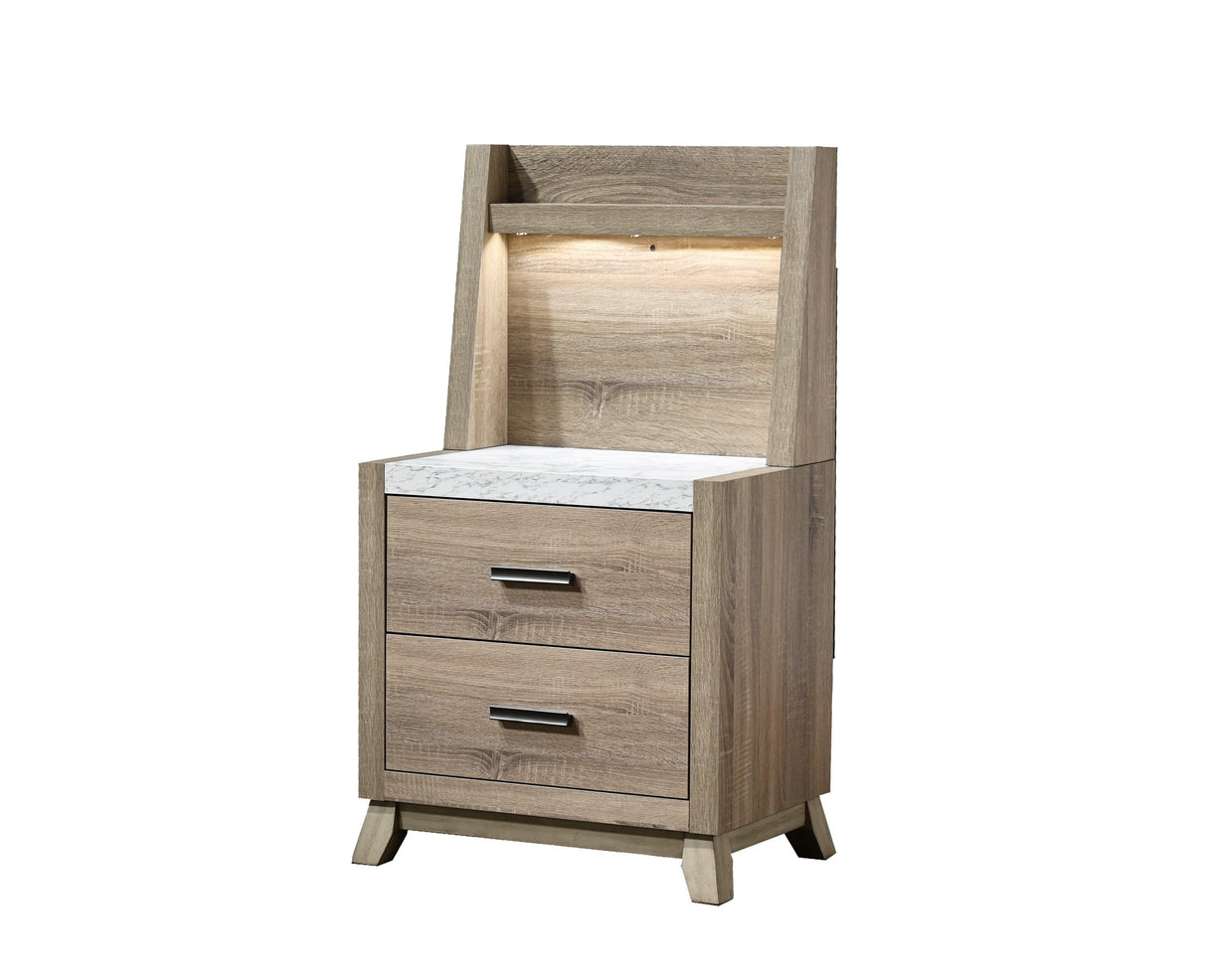 Tilston Natural Nightstand With Wall Panel by Crown Mark at Eve Furniture