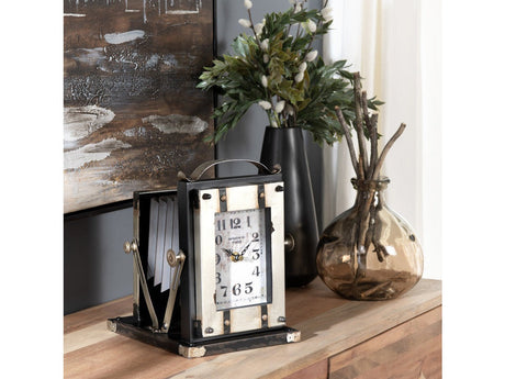 Time Flash Black/Brown Table Clock by Crestview at Eve Furniture
